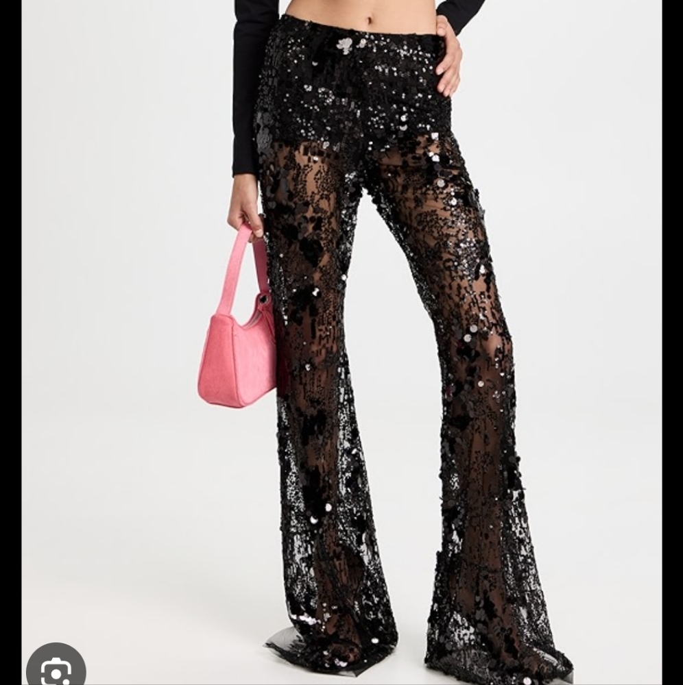 Black Sequin Lace Pants